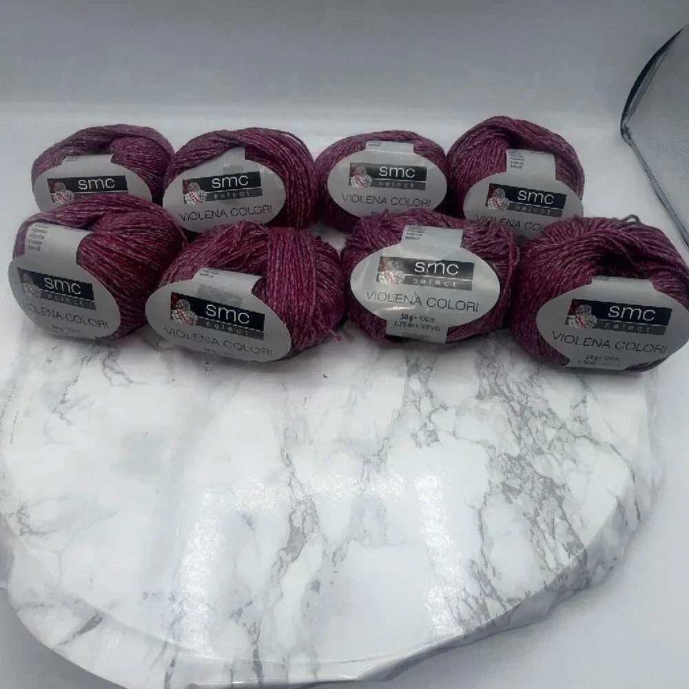 SMC SELECT Violena Cotton Modal Blend Red Grey Yarn-8 Skeins NEW!